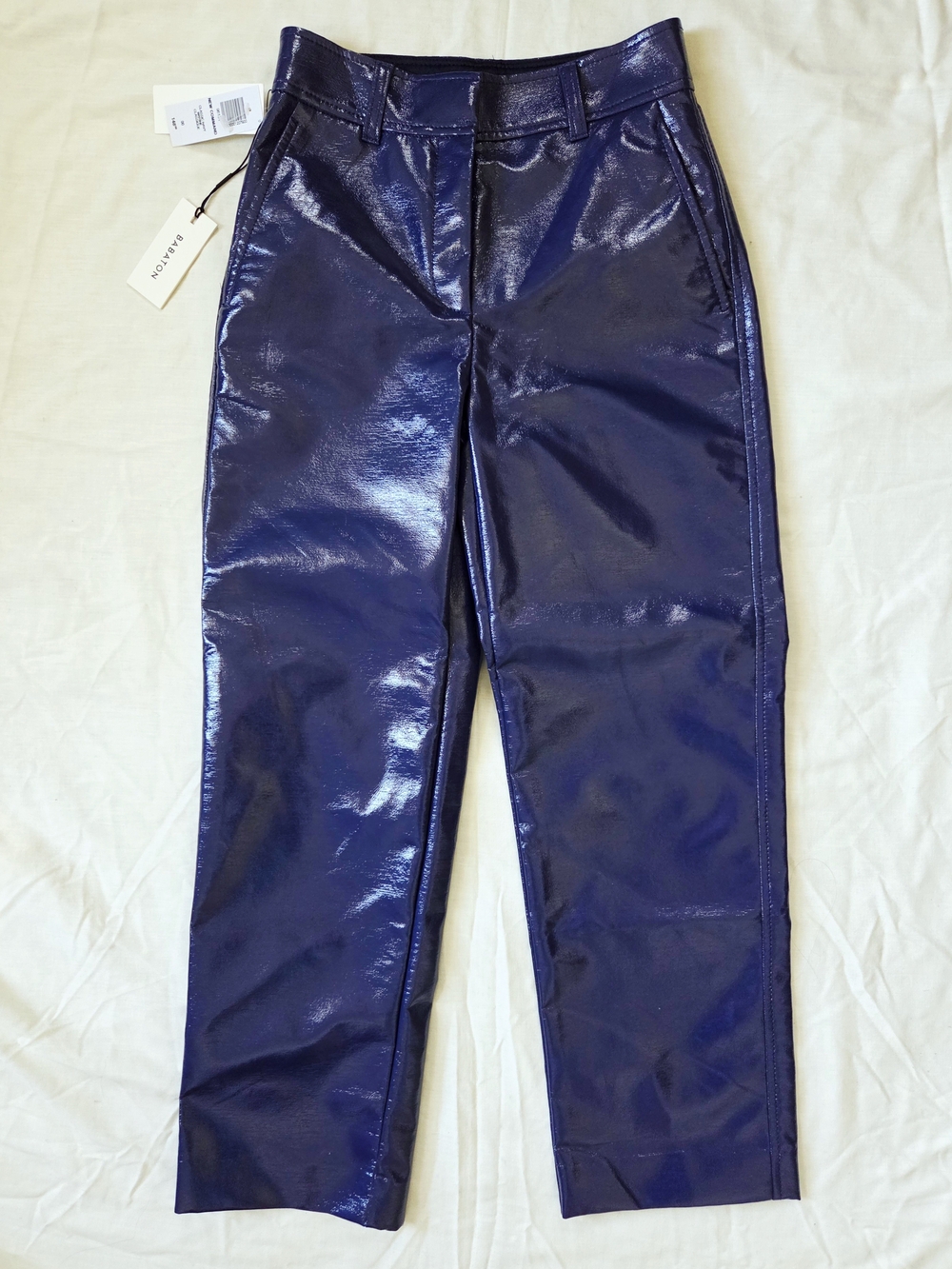 Aritzia "New Commando" Shiny Purple Indigo Shiny Pleather Pants